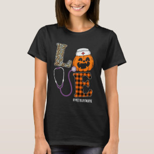 Camiseta Enfermeira Leopard Pumpkin Nurs Halloween