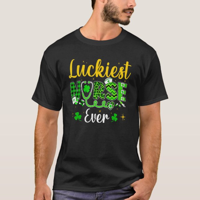 Camiseta Enfermeira Luckiest Ever Buffalo Xadrez Enfermeira (Frente)