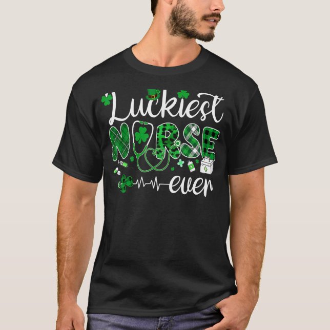 Camiseta Enfermeira Luckiest Ever Enfermeira Rua de Shamroc (Frente)