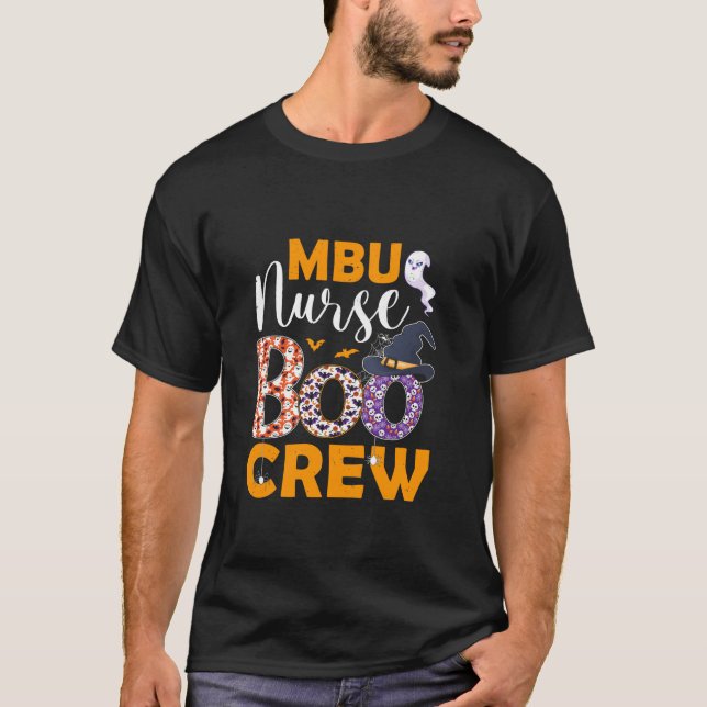 Camiseta Enfermeira MBU Boo Crew Spooky Boo Ghost Halloween (Frente)