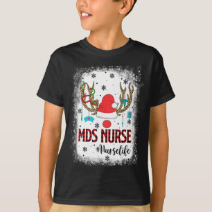 Camiseta Enfermeira MDS-Xadrez Vermelha Reindeer Natal Paja