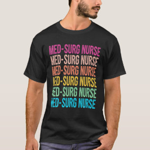 Camiseta Enfermeira Med-Surg Retro Arco-Íris Nurs Médicos-C