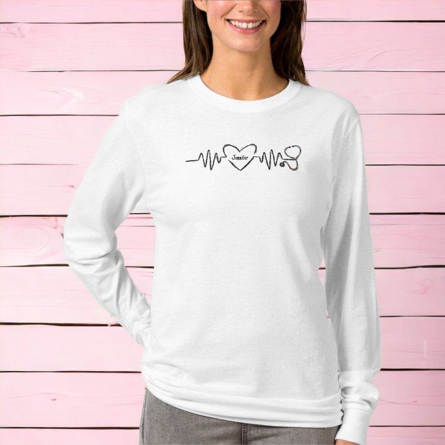 Camiseta Enfermeira Médica Estetoscópio Personalizado de Pu (Criador carregado)