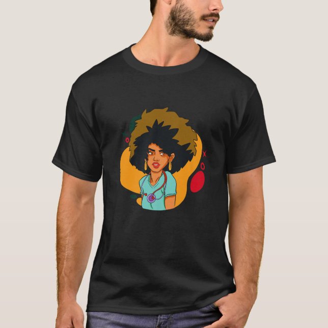 Camiseta Enfermeira Melanin Afro-Americano (Frente)