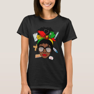 Camiseta Enfermeira Mensagem Bun Afro Medical Assistant Áfr