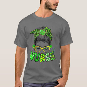 Camiseta Enfermeira Messy Bun Hair Enfermeira Life Stethosc