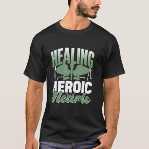 Camiseta Enfermeira Militar Soldado Coragens Coração Cura