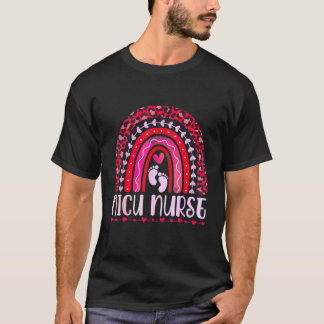 Camiseta Enfermeira Mulheres Leopardo Arco-Íris   Nicu Enfe