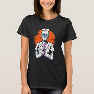 Camiseta Enfermeira Múmia de Halloween Assustadora Surpresa