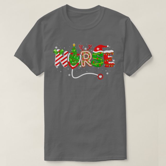 Camiseta Enfermeira Natal 2022 Enfermeiras Fofas Xmas Pajam (Frente do Design)