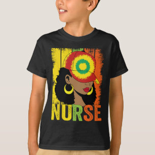 Camiseta Enfermeira Negra Afro Melanin Vintage Black Histo