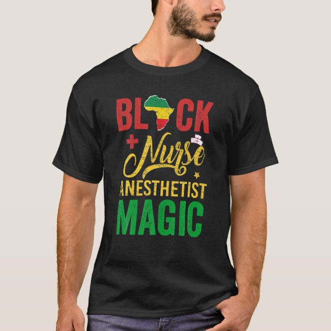 Camiseta Enfermeira Negra Anestesista Magia História Preta  (Frente)
