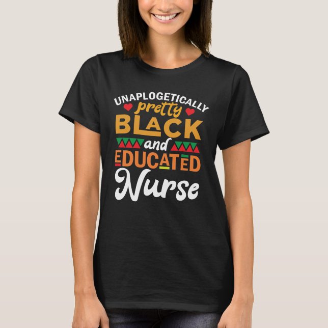 Camiseta Enfermeira Negra E Educada Pop-pin Orgulhosa De Se (Frente)