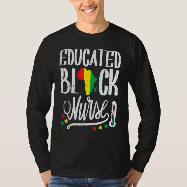 Camiseta Enfermeira Negra Educada - África Mapa do Orgulho  (Frente)