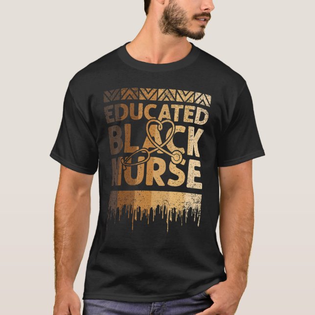 Camiseta Enfermeira Negra Educada História Negra Mês BLM Me (Frente)