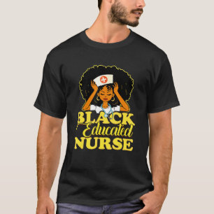 Camiseta Enfermeira Negra Educada Para Enfermeiras Afro-Ame