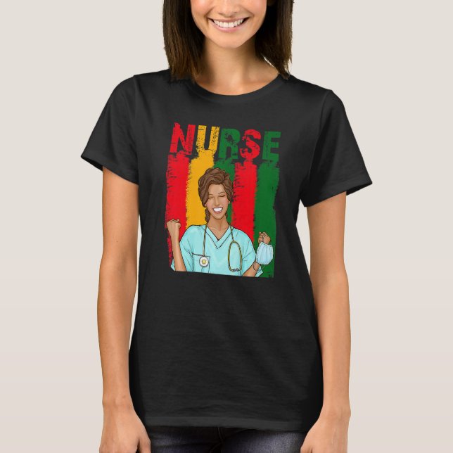 Camiseta Enfermeira negra forte afro ama melanina afro-amer (Frente)