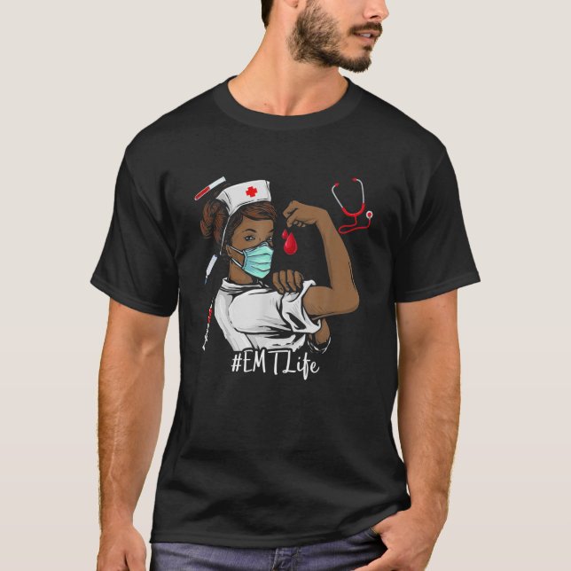 Camiseta ENFERMEIRA NEGRA História Negra Mês Junta Mulheres (Frente)