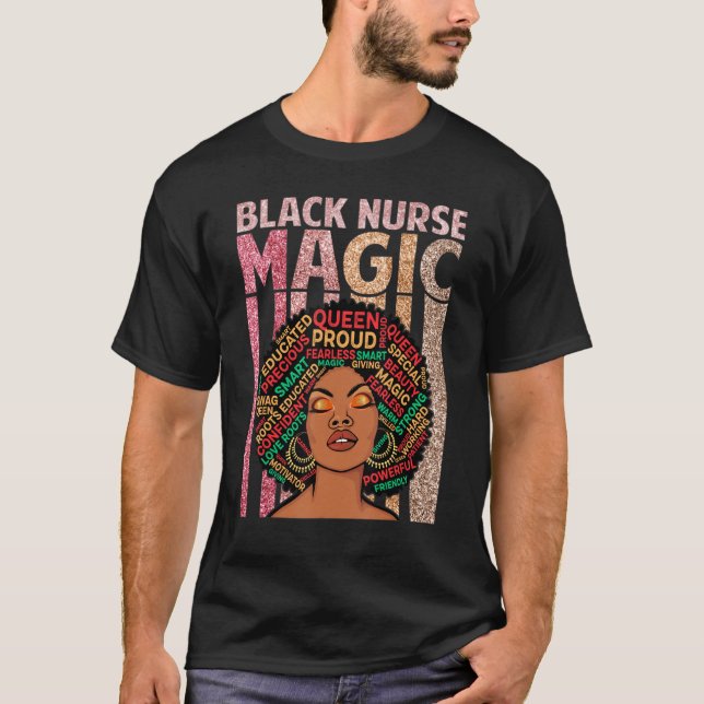 Camiseta Enfermeira Negra Magia Afro Melanin Rainha Negra (Frente)