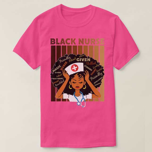 Camiseta Enfermeira Negra Mágica Forte Para Oste Negra (Frente do Design)