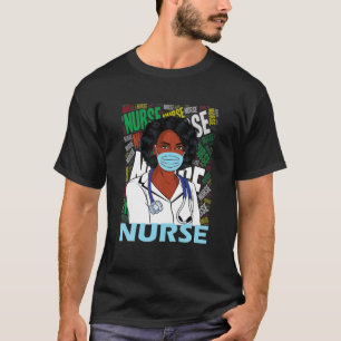 Camiseta Enfermeira Negra Máscara Uniforme