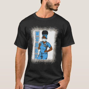 Camiseta Enfermeira Negra Máscara Uniforme Afro-Africano
