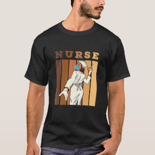Camiseta Enfermeira Negra Máscara Uniforme Afro-Americana