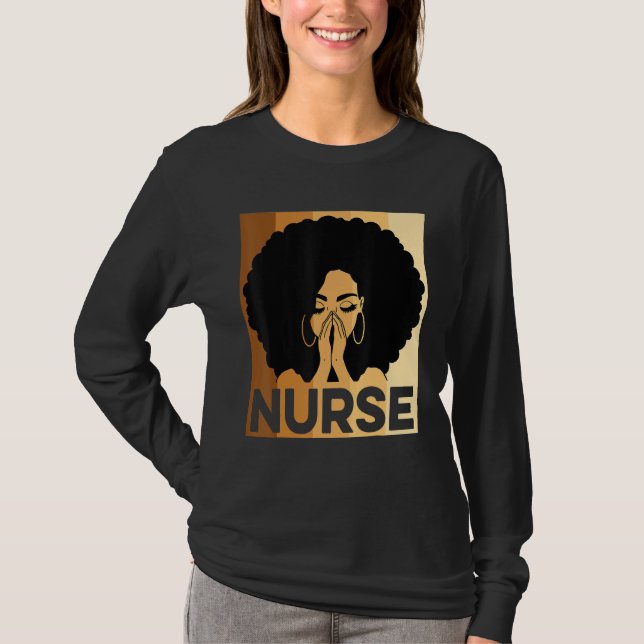 Camiseta Enfermeira Negra Melanin Afro - História Negra Org (Frente)
