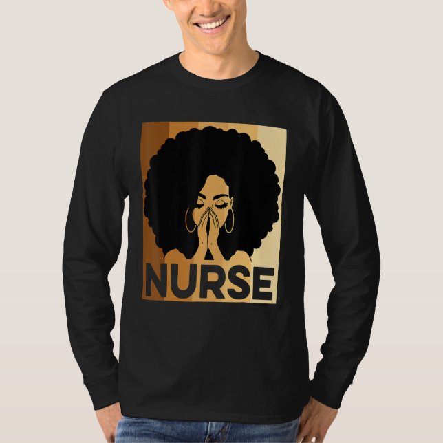Camiseta Enfermeira Negra Melanin Afro - História Negra Org (Frente)