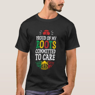 Camiseta Enfermeira Negra Orgulhosa De Minhas Raízes, Afro-
