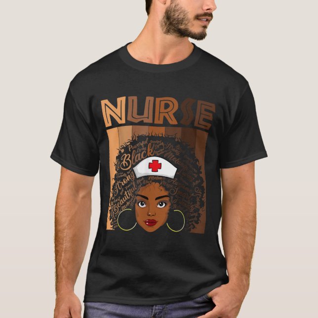 Camiseta Enfermeira Negra Para Mulheres Meninas Africanas (Frente)