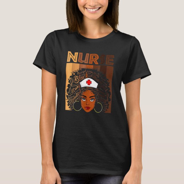 Camiseta Enfermeira Negra Para Mulheres Meninas Africanas M (Frente)