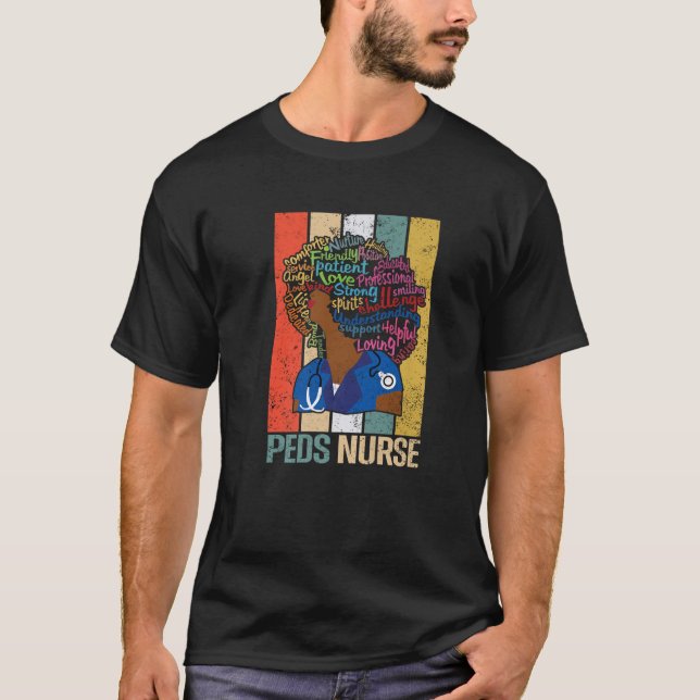 Camiseta Enfermeira Negra PEDS S Para Melanin Nu Afro-Ameri (Frente)