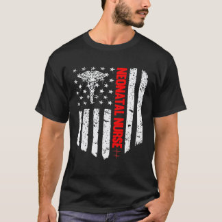 Camiseta Enfermeira Neonatal Bandeira Americana RN Enfermei