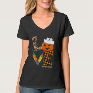 Camiseta Enfermeira Neonatal Halloween Pumpkin Leopard Amor