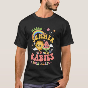 Camiseta Enfermeira Neonatal Olá Bebês de Verão Divertida E
