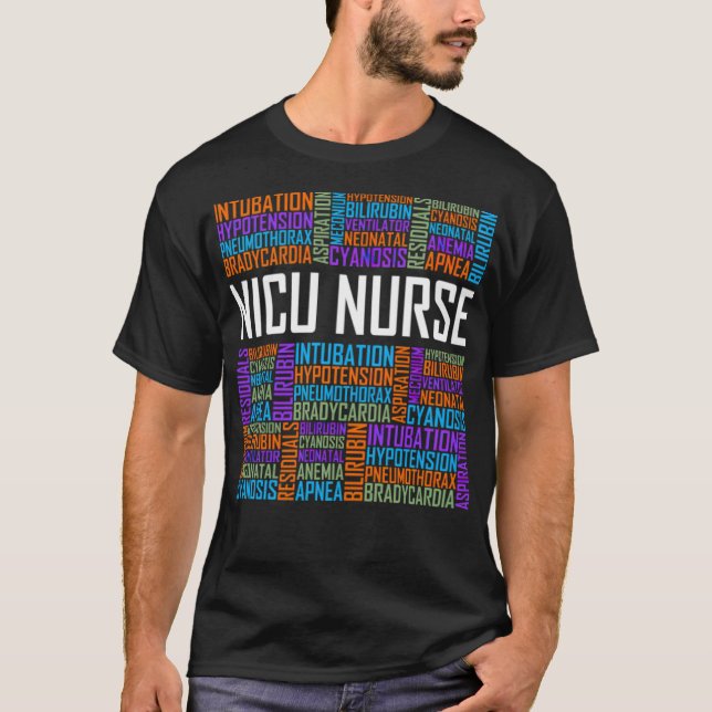 Camiseta Enfermeira NICU Palavras Enfermeira Engraçada (Frente)
