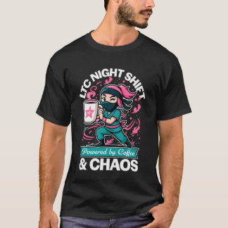 Camiseta Enfermeira Noturna de LTC Energizada por Café & Ca
