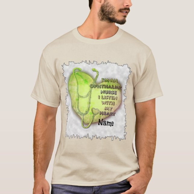 Camiseta Enfermeira Oftálmica do Coração Verde (Frente)