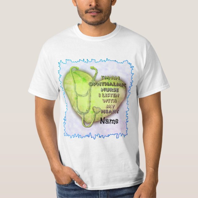 Camiseta Enfermeira Oftálmica do Coração Verde (Frente)