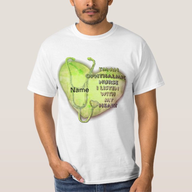 Camiseta Enfermeira Oftálmica do Coração Verde (Frente)
