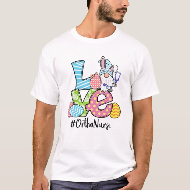 Camiseta Enfermeira Orthu Páscoa Bonita Felz pascoa Orelha  (Frente)