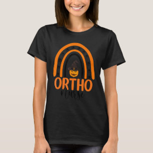 Camiseta Enfermeira Ortopedia Halloween Pumpkin Arco-íris N