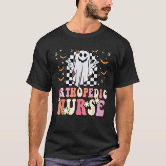 Camiseta Enfermeira Ortopédica Groovy Hippie Ghost Retro 70