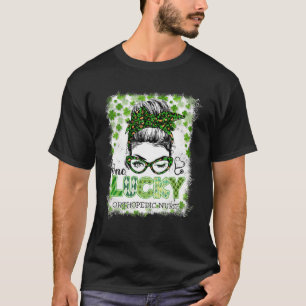 Camiseta Enfermeira Ortopédica Sortuda Messy Bun Leopard R
