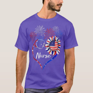 Camiseta Enfermeira Patriótica 4º De Julho Bandeira America