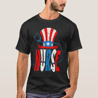 Camiseta Enfermeira Patriótica 4 de Julho Bandeira American
