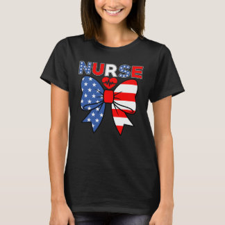 Camiseta Enfermeira Patriótica 4 de Julho EUA Vermelho Bran