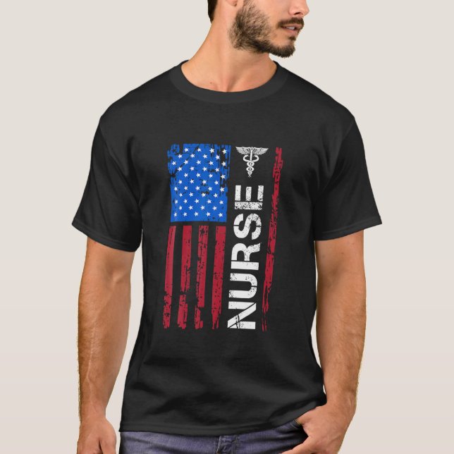 Camiseta Enfermeira Patriótica 4 de julho Independência de  (Frente)