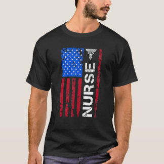 Camiseta Enfermeira Patriótica Bandeira Dos EUA 4 De Julho